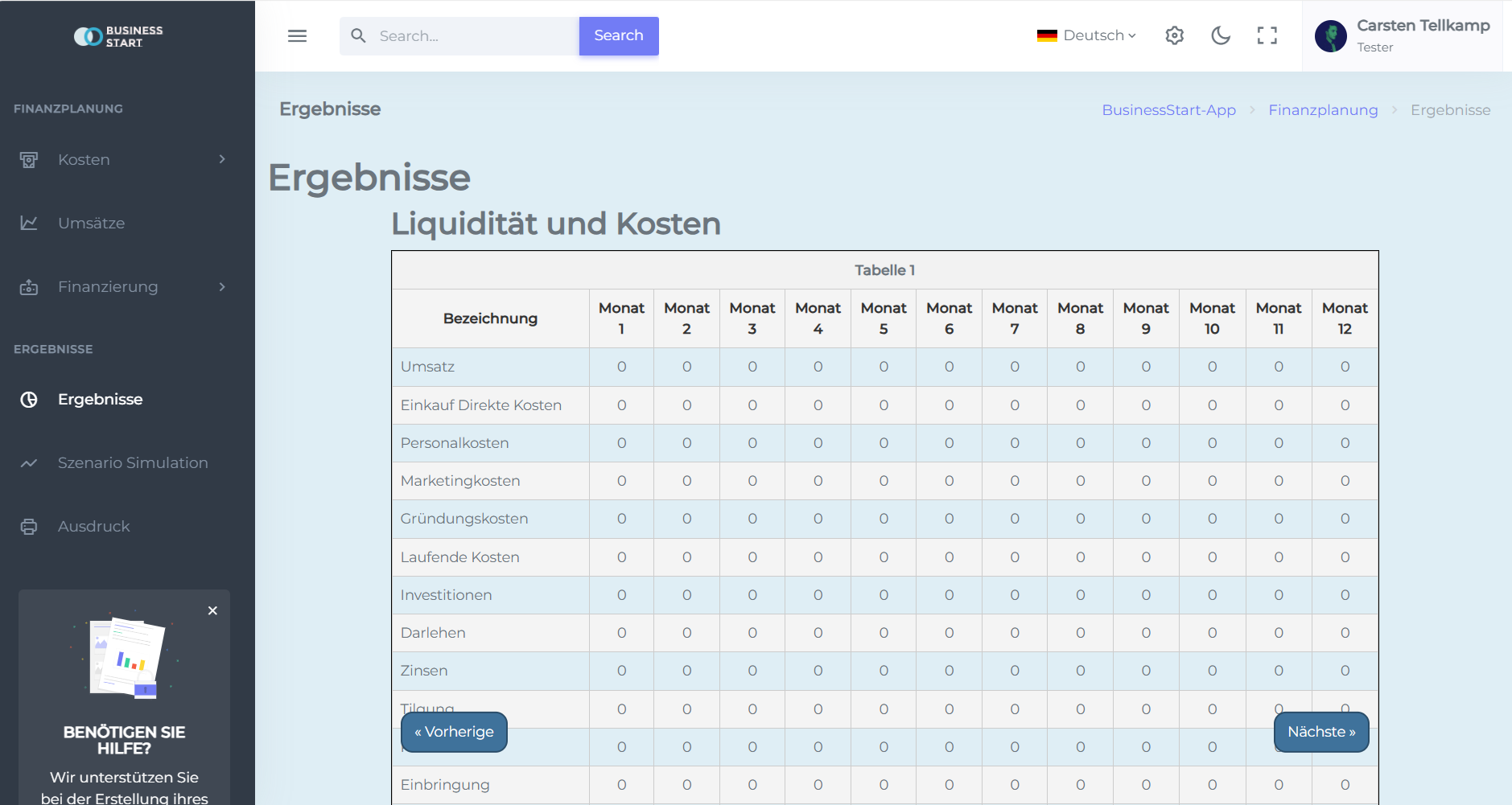 Ergebnisübersicht